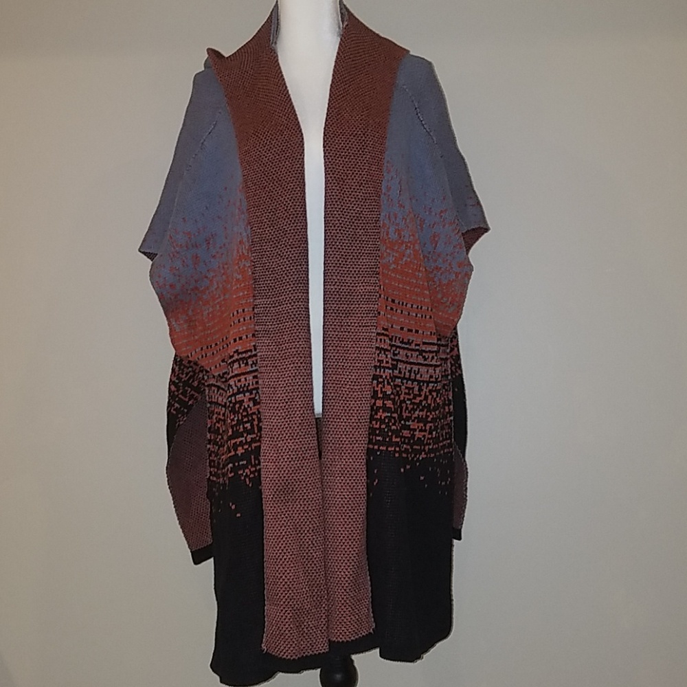 Hooded poncho sweater